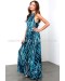 Ocean Waves Blue Print Maxi Dress